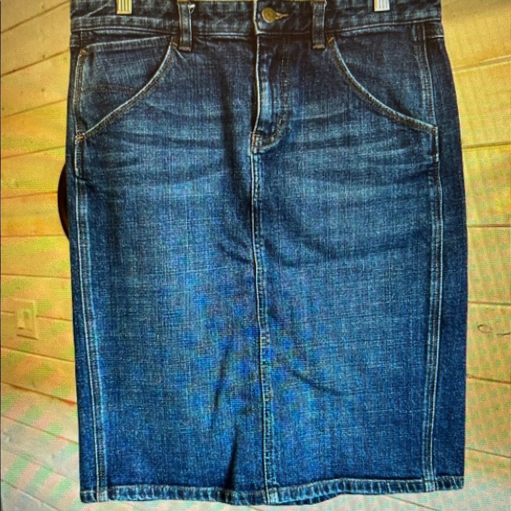 Dark Blue Denim Pencil Skirt